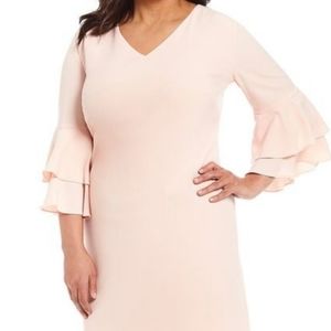 Tahari V-Neck Ruffle Sleeve Dress sz 8
